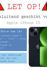 BASEY. Hoes Geschikt voor iPhone 15 Hoesje Siliconen Back Cover Case Met 2x Screenprotector - Hoesje Geschikt voor iPhone 15 Hoes Cover Hoesje - Donkerblauw
