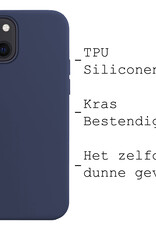 BASEY. Hoes Geschikt voor iPhone 15 Hoesje Siliconen Back Cover Case Met 2x Screenprotector - Hoesje Geschikt voor iPhone 15 Hoes Cover Hoesje - Donkerblauw