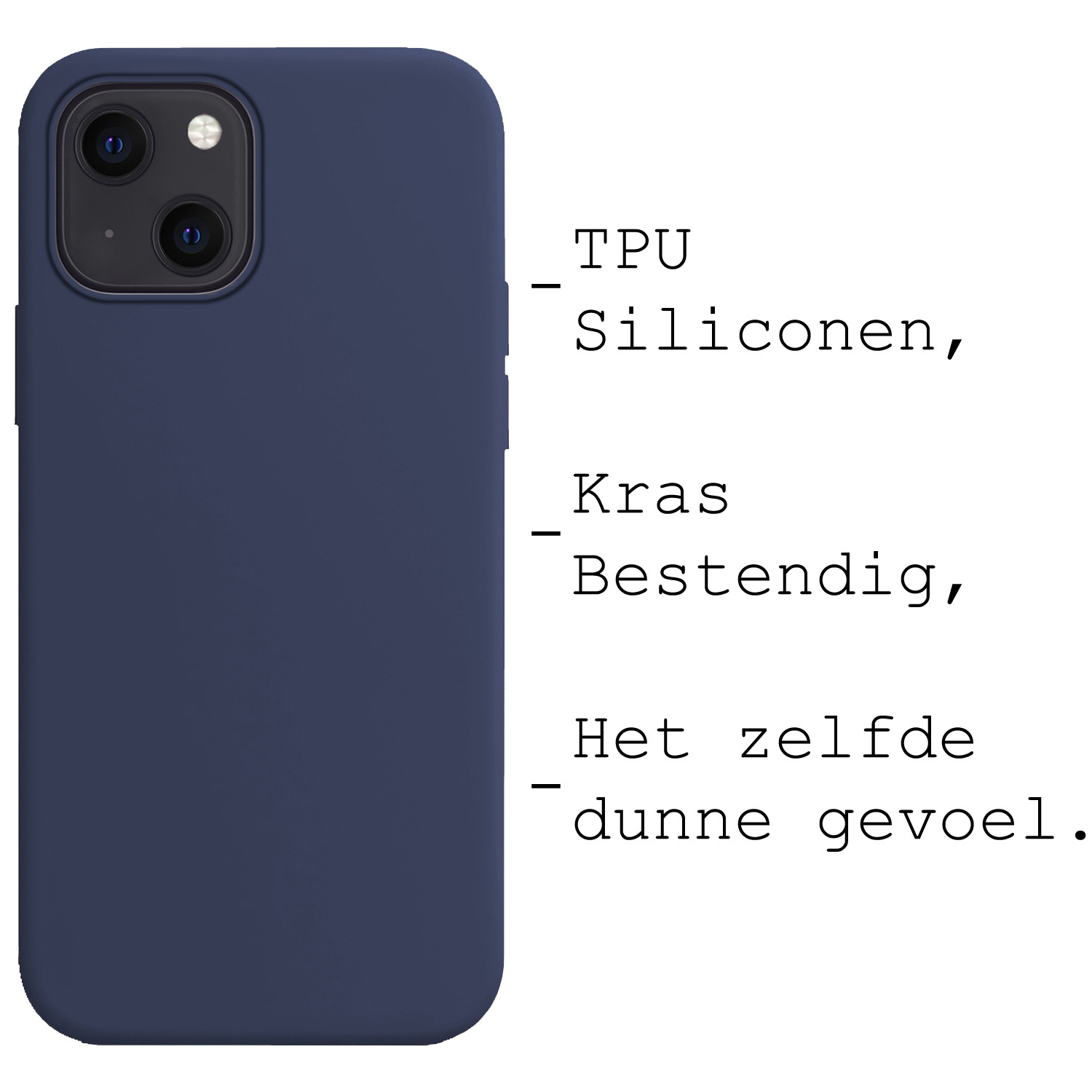 BASEY. Hoes Geschikt voor iPhone 15 Hoesje Siliconen Back Cover Case Met 2x Screenprotector - Hoesje Geschikt voor iPhone 15 Hoes Cover Hoesje - Donkerblauw