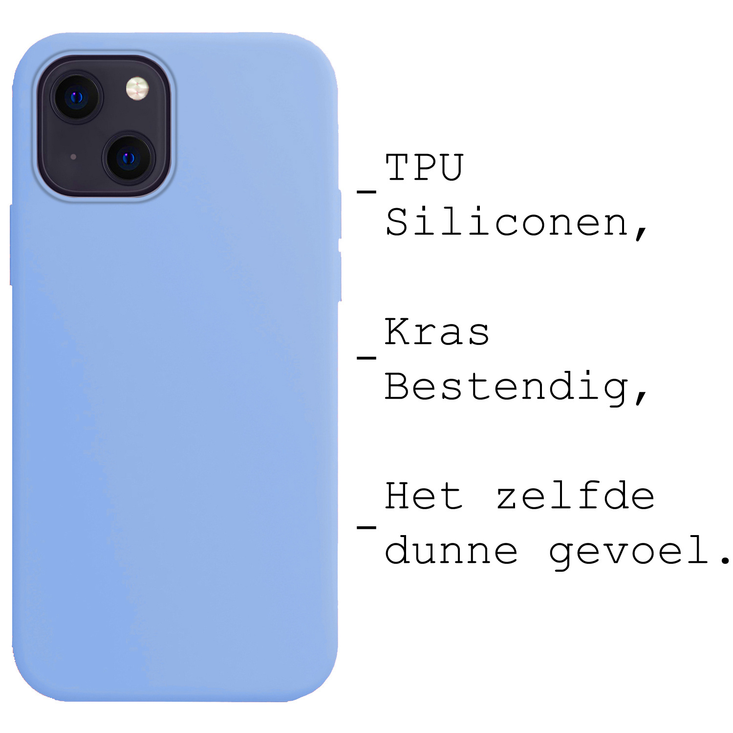 BASEY. Hoes Geschikt voor iPhone 15 Hoesje Siliconen Back Cover Case Met 2x Screenprotector - Hoesje Geschikt voor iPhone 15 Hoes Cover Hoesje - Lichtblauw
