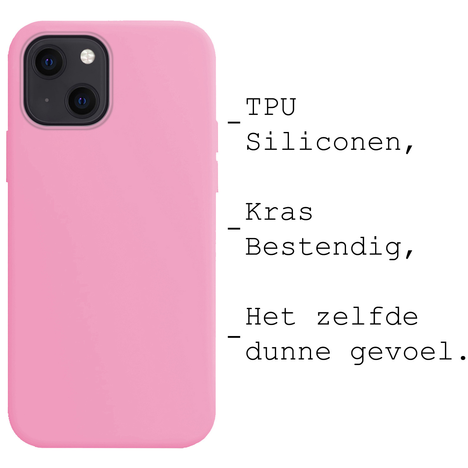 BASEY. Hoes Geschikt voor iPhone 15 Hoesje Siliconen Back Cover Case Met 2x Screenprotector - Hoesje Geschikt voor iPhone 15 Hoes Cover Hoesje - Lichtroze