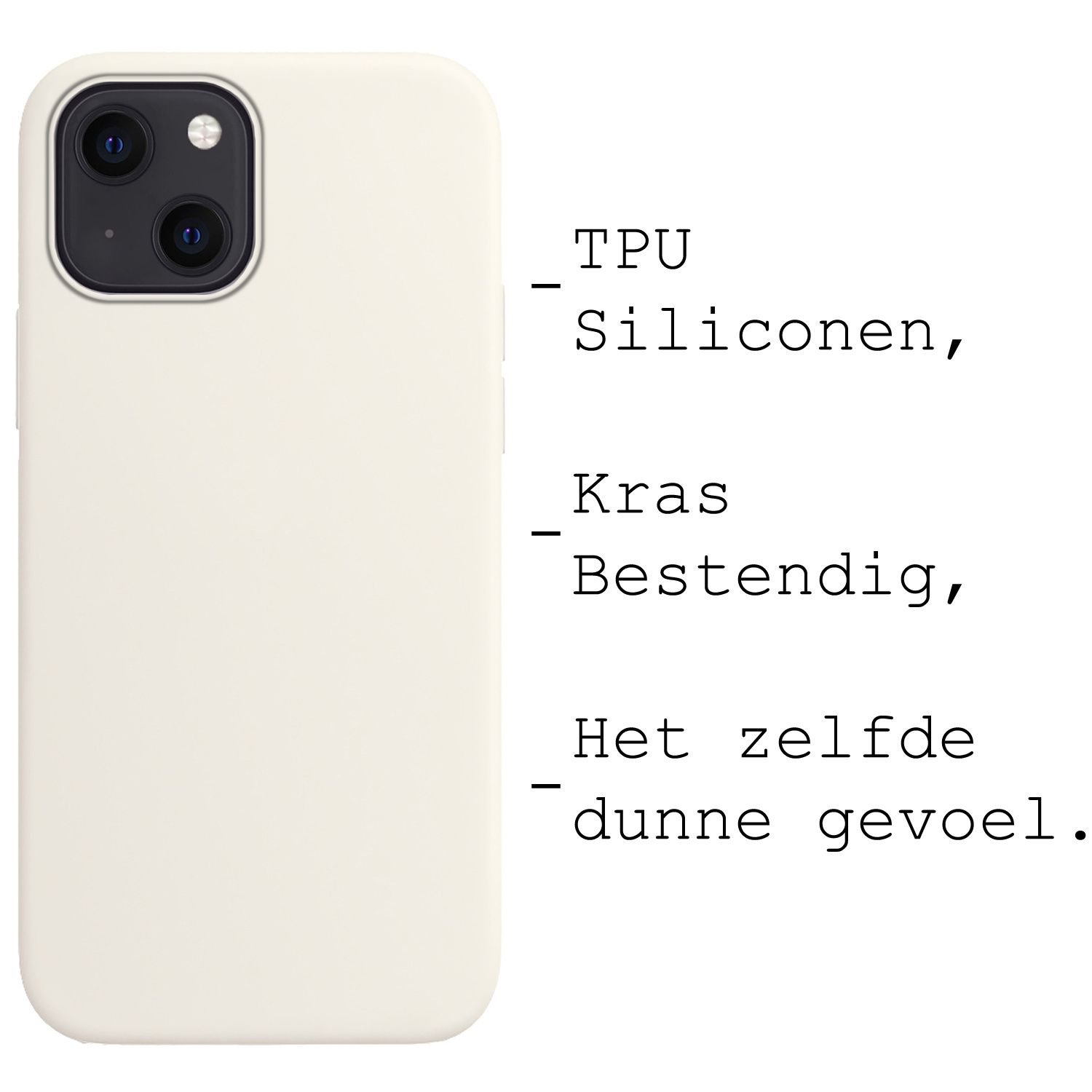 BASEY. Hoes Geschikt voor iPhone 15 Hoesje Siliconen Back Cover Case Met 2x Screenprotector - Hoesje Geschikt voor iPhone 15 Hoes Cover Hoesje - Wit