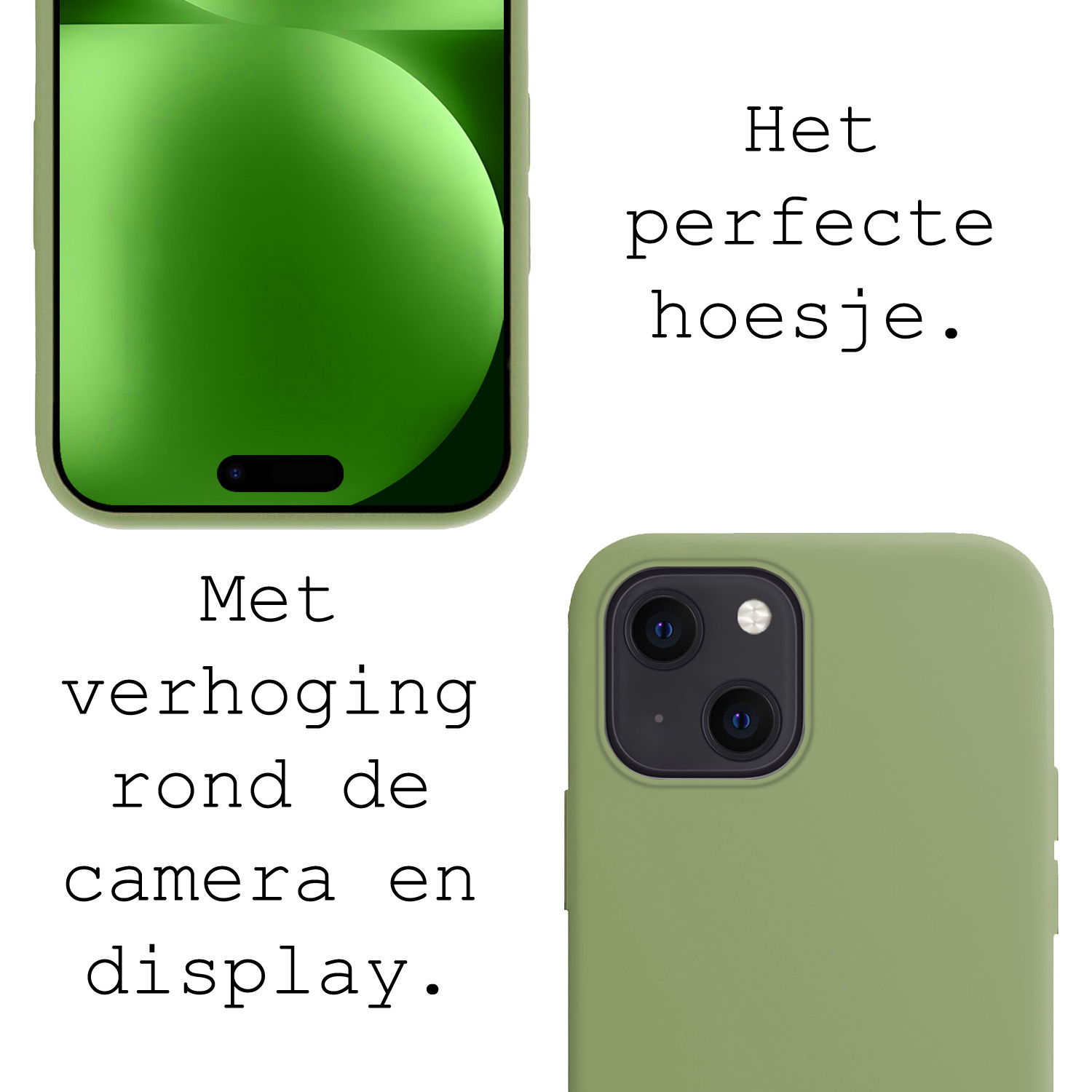 BASEY. Hoes Geschikt voor iPhone 15 Plus Hoesje Siliconen Back Cover Case Met Screenprotector - Hoesje Geschikt voor iPhone 15 Plus Hoes Cover Hoesje - Groen