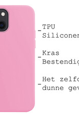 BASEY. Hoes Geschikt voor iPhone 15 Plus Hoesje Siliconen Back Cover Case Met Screenprotector - Hoesje Geschikt voor iPhone 15 Plus Hoes Cover Hoesje - Lichtroze