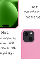 BASEY. Hoes Geschikt voor iPhone 15 Plus Hoesje Siliconen Back Cover Case Met Screenprotector - Hoesje Geschikt voor iPhone 15 Plus Hoes Cover Hoesje - Lichtroze