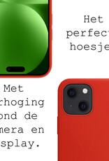 BASEY. Hoes Geschikt voor iPhone 15 Plus Hoesje Siliconen Back Cover Case Met Screenprotector - Hoesje Geschikt voor iPhone 15 Plus Hoes Cover Hoesje - Rood