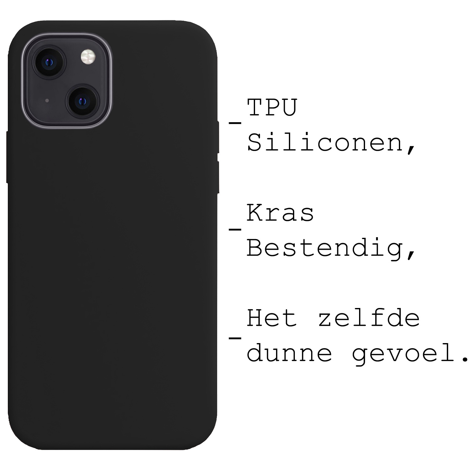 BASEY. Hoes Geschikt voor iPhone 15 Plus Hoesje Siliconen Back Cover Case Met Screenprotector - Hoesje Geschikt voor iPhone 15 Plus Hoes Cover Hoesje - Zwart