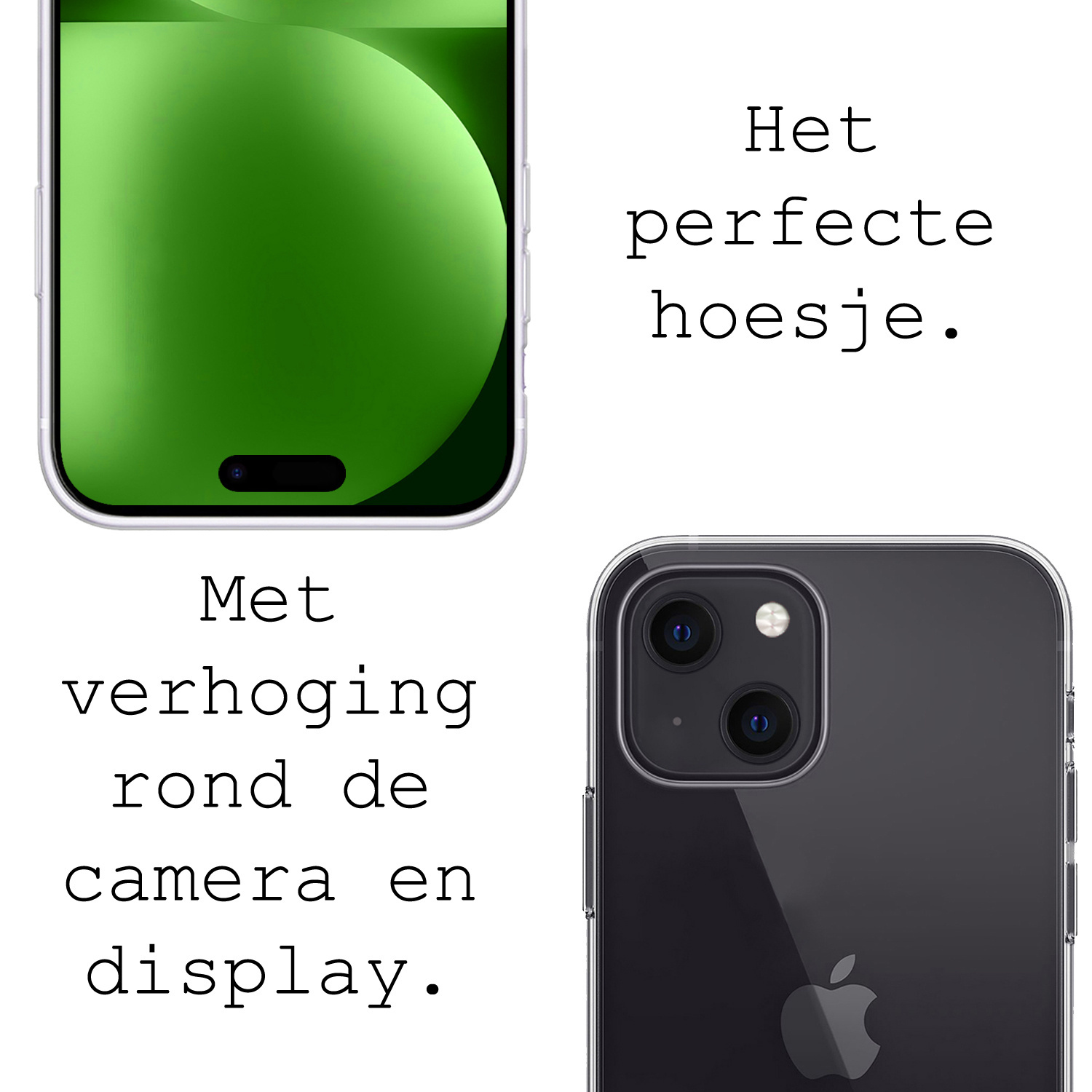 BASEY. Hoes Geschikt voor iPhone 15 Plus Hoesje Siliconen Back Cover Case Met 2x Screenprotector - Hoesje Geschikt voor iPhone 15 Plus Hoes Cover Hoesje - Transparant