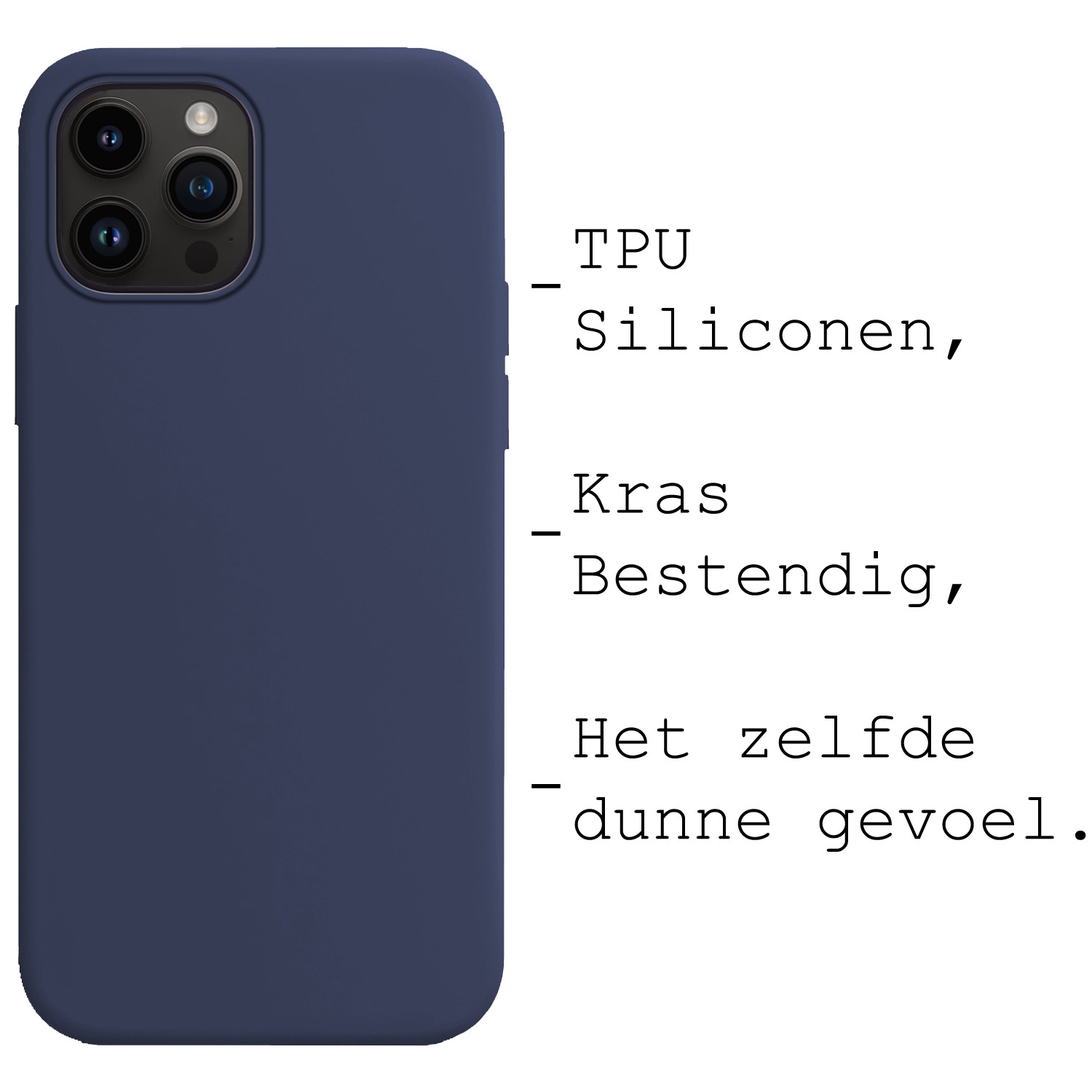 BASEY. Hoes Geschikt voor iPhone 15 Pro Hoesje Siliconen Back Cover Case Met Screenprotector - Hoesje Geschikt voor iPhone 15 Pro Hoes Cover Hoesje - Donkerblauw