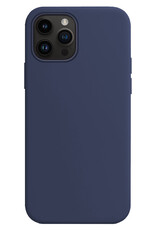 BASEY. Hoes Geschikt voor iPhone 15 Pro Hoesje Siliconen Back Cover Case Met Screenprotector - Hoesje Geschikt voor iPhone 15 Pro Hoes Cover Hoesje - Donkerblauw