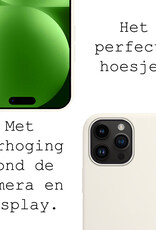 BASEY. Hoes Geschikt voor iPhone 15 Pro Hoesje Siliconen Back Cover Case Met Screenprotector - Hoesje Geschikt voor iPhone 15 Pro Hoes Cover Hoesje - Wit