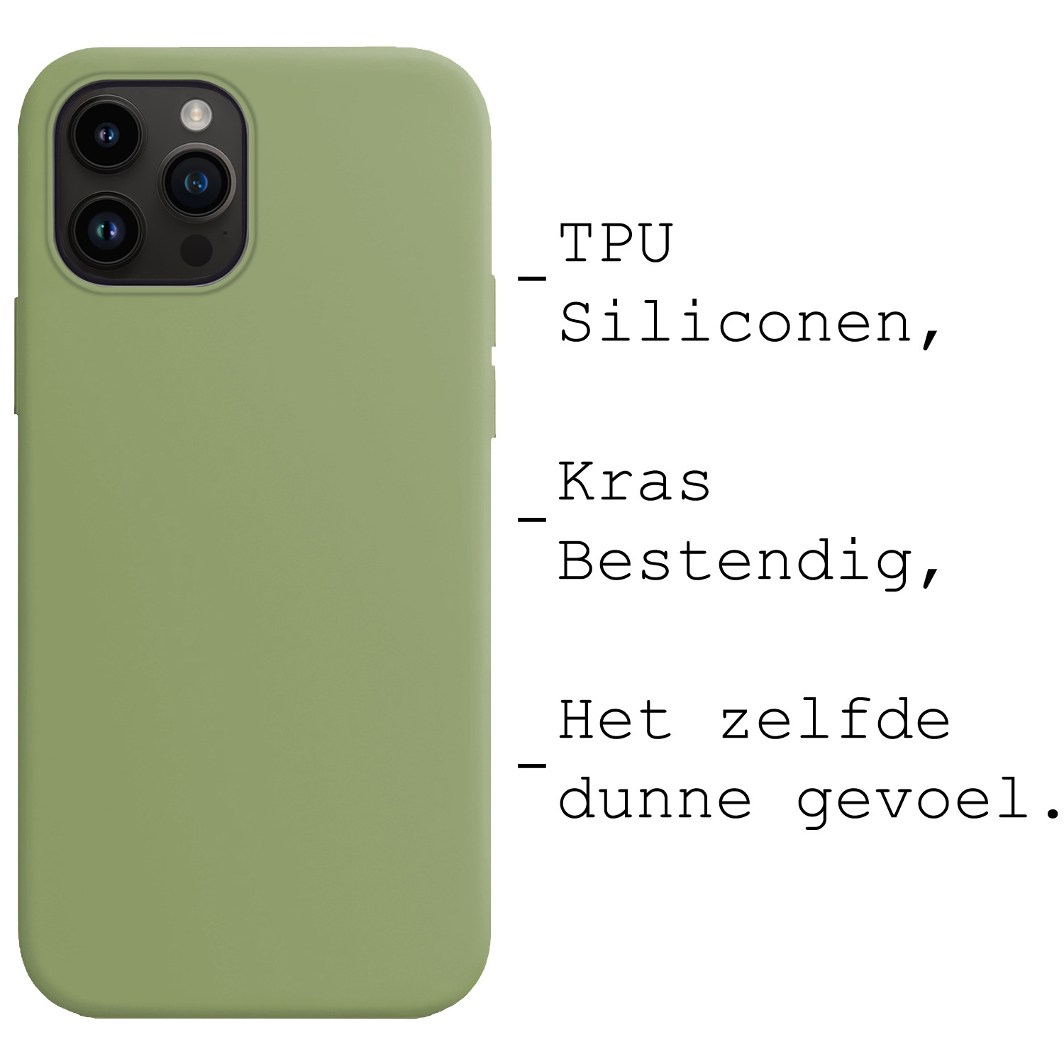 BASEY. Hoes Geschikt voor iPhone 15 Pro Hoesje Siliconen Back Cover Case Met 2x Screenprotector - Hoesje Geschikt voor iPhone 15 Pro Hoes Cover Hoesje - Groen