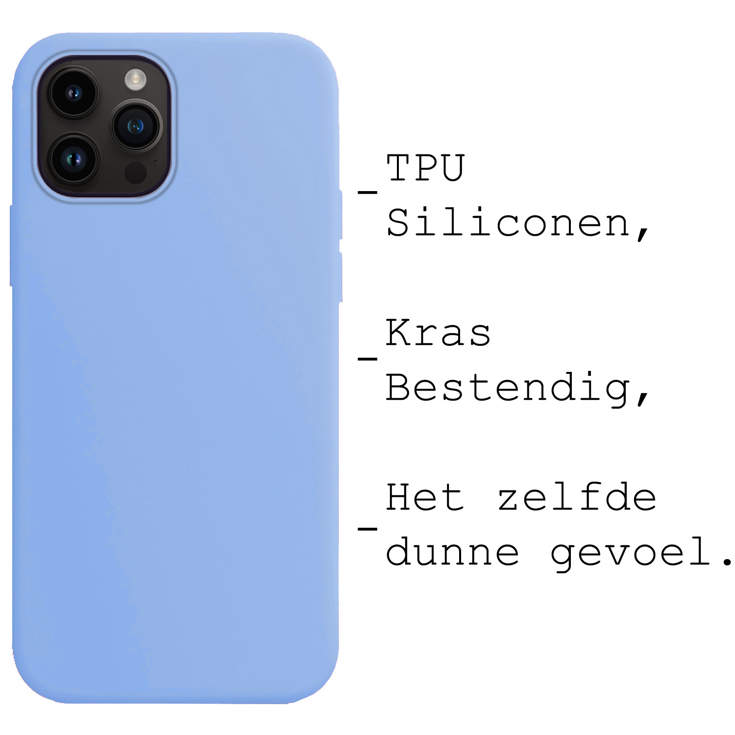 BASEY. Hoes Geschikt voor iPhone 15 Pro Hoesje Siliconen Back Cover Case Met 2x Screenprotector - Hoesje Geschikt voor iPhone 15 Pro Hoes Cover Hoesje - Lichtblauw
