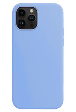 BASEY. Hoes Geschikt voor iPhone 15 Pro Hoesje Siliconen Back Cover Case Met 2x Screenprotector - Hoesje Geschikt voor iPhone 15 Pro Hoes Cover Hoesje - Lichtblauw