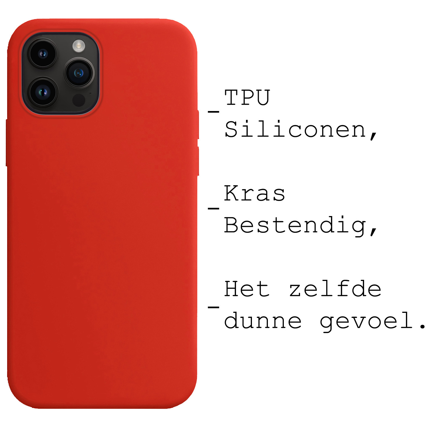 BASEY. Hoes Geschikt voor iPhone 15 Pro Hoesje Siliconen Back Cover Case Met 2x Screenprotector - Hoesje Geschikt voor iPhone 15 Pro Hoes Cover Hoesje - Rood