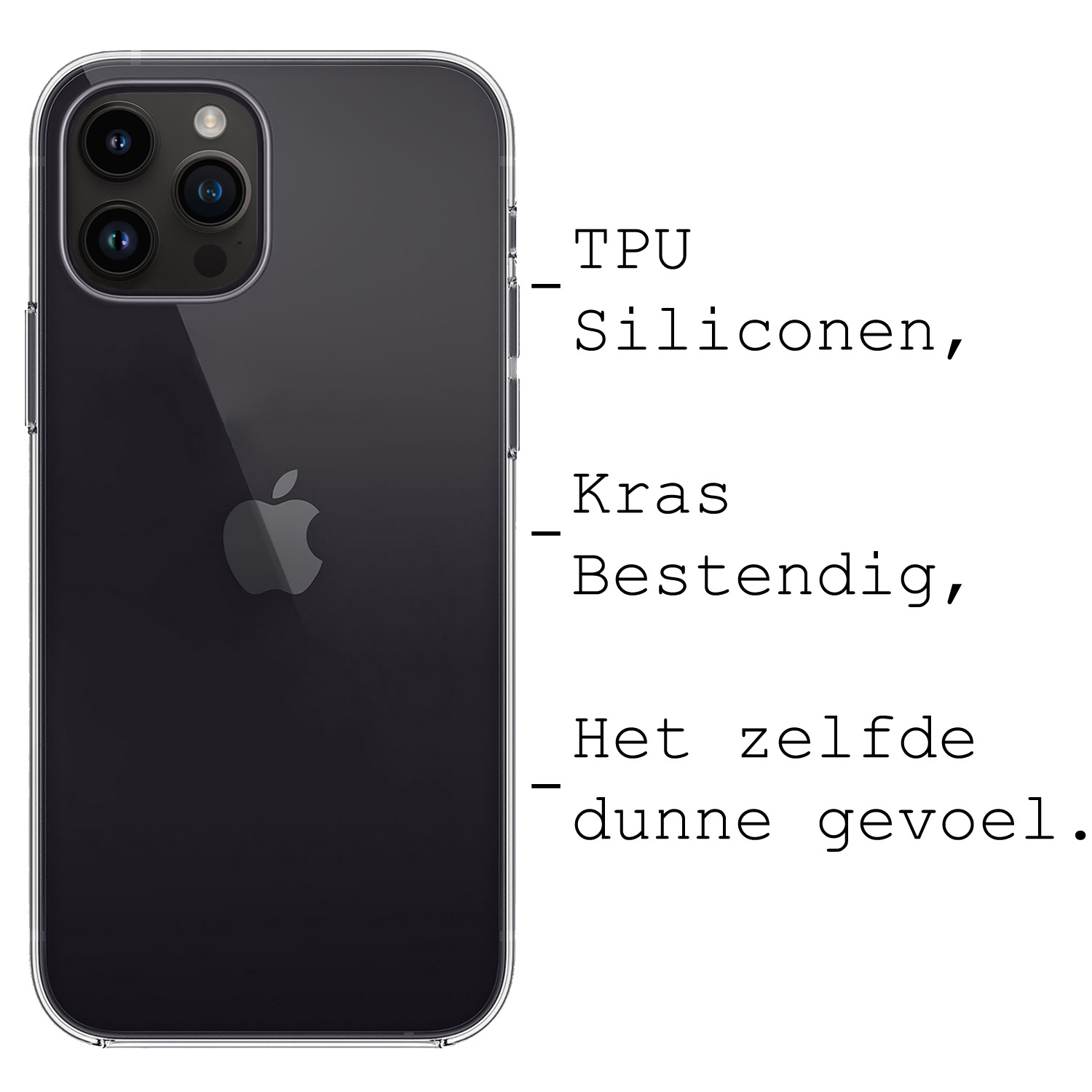 BASEY. Hoes Geschikt voor iPhone 15 Pro Hoesje Siliconen Back Cover Case Met 2x Screenprotector - Hoesje Geschikt voor iPhone 15 Pro Hoes Cover Hoesje - Transparant