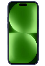 BASEY. Hoes Geschikt voor iPhone 15 Pro Max Hoesje Siliconen Back Cover Case Met Screenprotector - Hoesje Geschikt voor iPhone 15 Pro Max Hoes Cover Hoesje - Donkerblauw