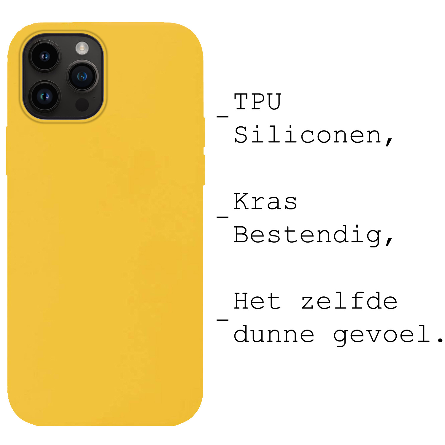 BASEY. Hoes Geschikt voor iPhone 15 Pro Max Hoesje Siliconen Back Cover Case Met Screenprotector - Hoesje Geschikt voor iPhone 15 Pro Max Hoes Cover Hoesje - Geel