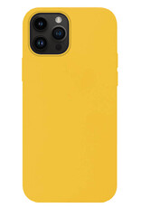 BASEY. Hoes Geschikt voor iPhone 15 Pro Max Hoesje Siliconen Back Cover Case Met Screenprotector - Hoesje Geschikt voor iPhone 15 Pro Max Hoes Cover Hoesje - Geel