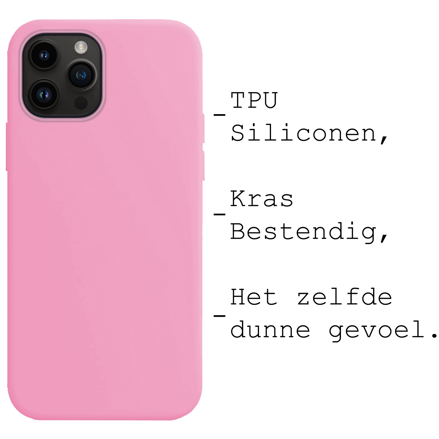 BASEY. Hoes Geschikt voor iPhone 15 Pro Max Hoesje Siliconen Back Cover Case Met Screenprotector - Hoesje Geschikt voor iPhone 15 Pro Max Hoes Cover Hoesje - Lichtroze