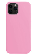 BASEY. Hoes Geschikt voor iPhone 15 Pro Max Hoesje Siliconen Back Cover Case Met Screenprotector - Hoesje Geschikt voor iPhone 15 Pro Max Hoes Cover Hoesje - Lichtroze