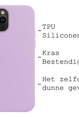 BASEY. Hoes Geschikt voor iPhone 15 Pro Max Hoesje Siliconen Back Cover Case Met Screenprotector - Hoesje Geschikt voor iPhone 15 Pro Max Hoes Cover Hoesje - Lila