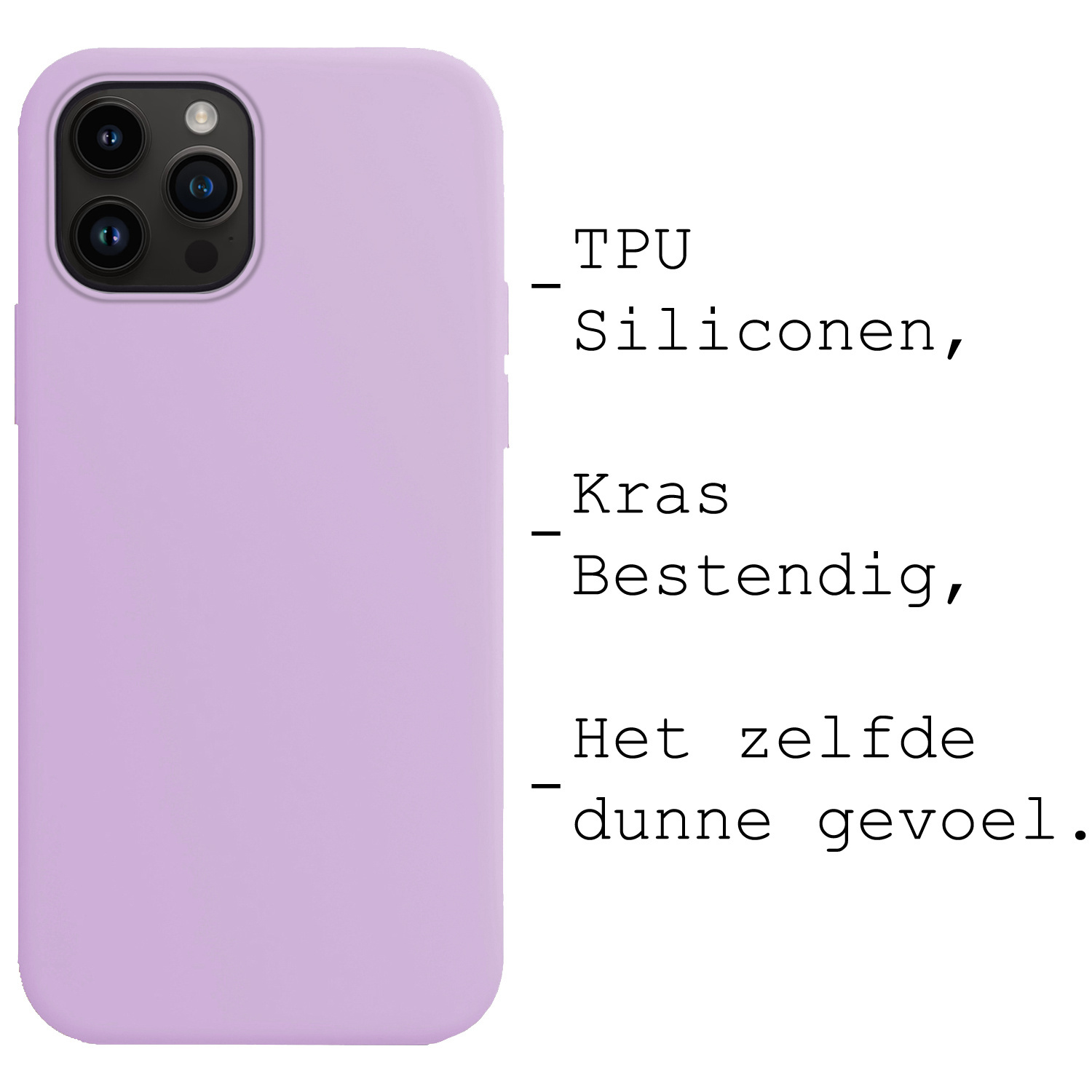 BASEY. Hoes Geschikt voor iPhone 15 Pro Max Hoesje Siliconen Back Cover Case Met Screenprotector - Hoesje Geschikt voor iPhone 15 Pro Max Hoes Cover Hoesje - Lila