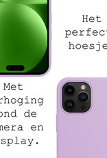 BASEY. Hoes Geschikt voor iPhone 15 Pro Max Hoesje Siliconen Back Cover Case Met Screenprotector - Hoesje Geschikt voor iPhone 15 Pro Max Hoes Cover Hoesje - Lila