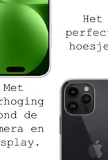 BASEY. Hoes Geschikt voor iPhone 15 Pro Max Hoesje Siliconen Back Cover Case Met Screenprotector - Hoesje Geschikt voor iPhone 15 Pro Max Hoes Cover Hoesje - Transparant
