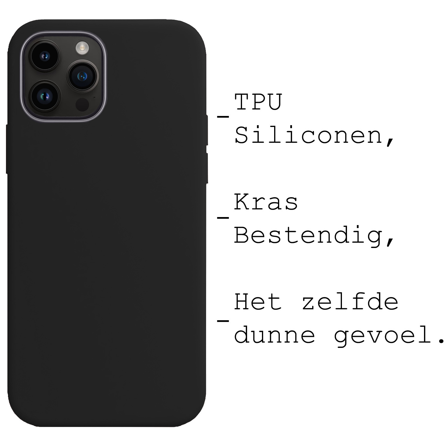 BASEY. Hoes Geschikt voor iPhone 15 Pro Max Hoesje Siliconen Back Cover Case Met 2x Screenprotector - Hoesje Geschikt voor iPhone 15 Pro Max Hoes Cover Hoesje - Zwart