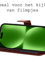 BASEY. Hoes Geschikt voor iPhone 15 Hoesje Bookcase Hoes Flip Case Book Cover Met Screenprotector - Hoesje Geschikt voor iPhone 15 Hoes Book Case Hoesje - Bruin