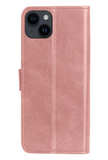 BASEY. Hoes Geschikt voor iPhone 15 Hoesje Bookcase Hoes Flip Case Book Cover Met Screenprotector - Hoesje Geschikt voor iPhone 15 Hoes Book Case Hoesje - Rosé goud