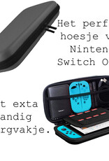 BASEY. Hoesje Geschikt voor Nintendo Switch Case Hoes Hard Cover Koord Met Screenprotector - Bescherm Case Geschikt voor Nintendo Switch Hoes - Grijs