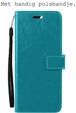 BASEY. Hoes Geschikt voor iPhone 15 Hoesje Bookcase Hoes Flip Case Book Cover Met Screenprotector - Hoesje Geschikt voor iPhone 15 Hoes Book Case Hoesje - Turquoise