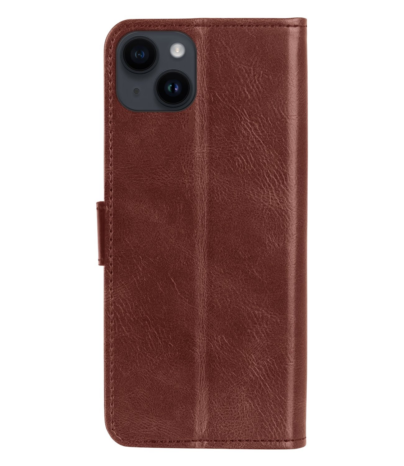 BASEY. Hoes Geschikt voor iPhone 15 Hoesje Bookcase Hoes Flip Case Book Cover Met 2x Screenprotector - Hoesje Geschikt voor iPhone 15 Hoes Book Case Hoesje - Bruin