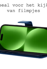 BASEY. Hoes Geschikt voor iPhone 15 Hoesje Bookcase Hoes Flip Case Book Cover Met 2x Screenprotector - Hoesje Geschikt voor iPhone 15 Hoes Book Case Hoesje - Donkerblauw