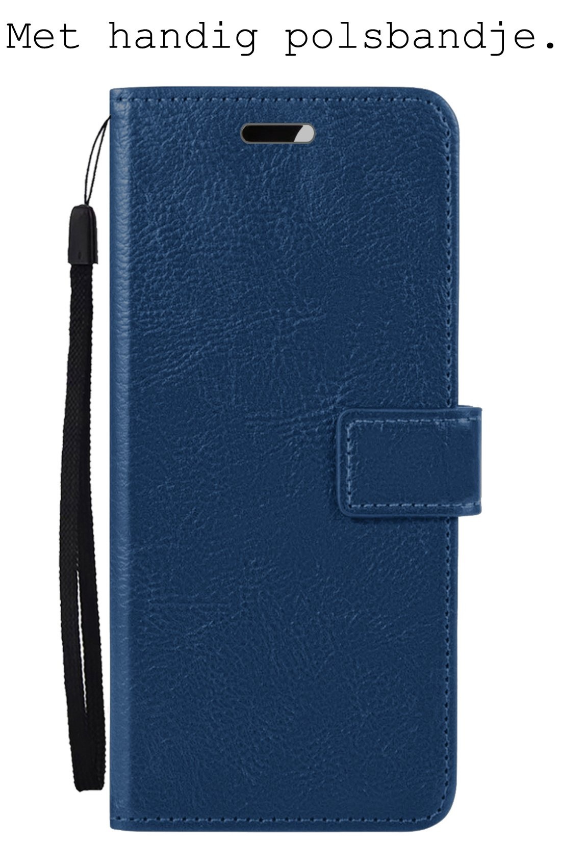 BASEY. Hoes Geschikt voor iPhone 15 Hoesje Bookcase Hoes Flip Case Book Cover Met 2x Screenprotector - Hoesje Geschikt voor iPhone 15 Hoes Book Case Hoesje - Donkerblauw