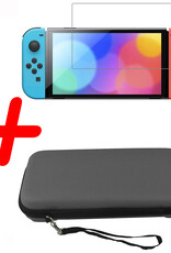 BASEY. Hoesje Geschikt voor Nintendo Switch Case Hoes Hard Cover Koord Met Screenprotector - Bescherm Case Geschikt voor Nintendo Switch Hoes - Grijs