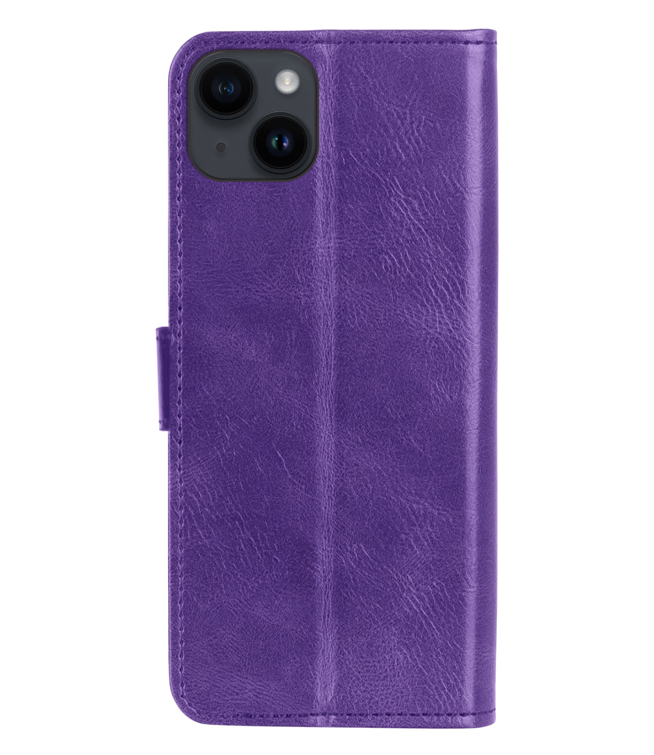 BASEY. Hoes Geschikt voor iPhone 15 Hoesje Bookcase Hoes Flip Case Book Cover Met 2x Screenprotector - Hoesje Geschikt voor iPhone 15 Hoes Book Case Hoesje - Paars