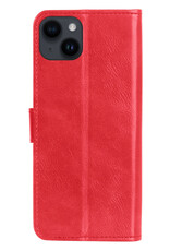 BASEY. Hoes Geschikt voor iPhone 15 Hoesje Bookcase Hoes Flip Case Book Cover Met 2x Screenprotector - Hoesje Geschikt voor iPhone 15 Hoes Book Case Hoesje - Rood