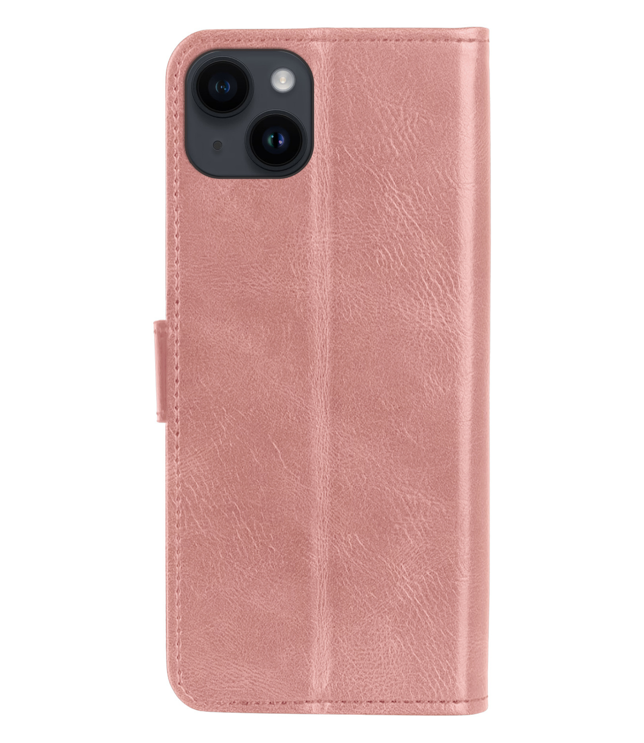 BASEY. Hoes Geschikt voor iPhone 15 Hoesje Bookcase Hoes Flip Case Book Cover Met 2x Screenprotector - Hoesje Geschikt voor iPhone 15 Hoes Book Case Hoesje - Rosé goud