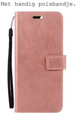 BASEY. Hoes Geschikt voor iPhone 15 Hoesje Bookcase Hoes Flip Case Book Cover Met 2x Screenprotector - Hoesje Geschikt voor iPhone 15 Hoes Book Case Hoesje - Rosé goud
