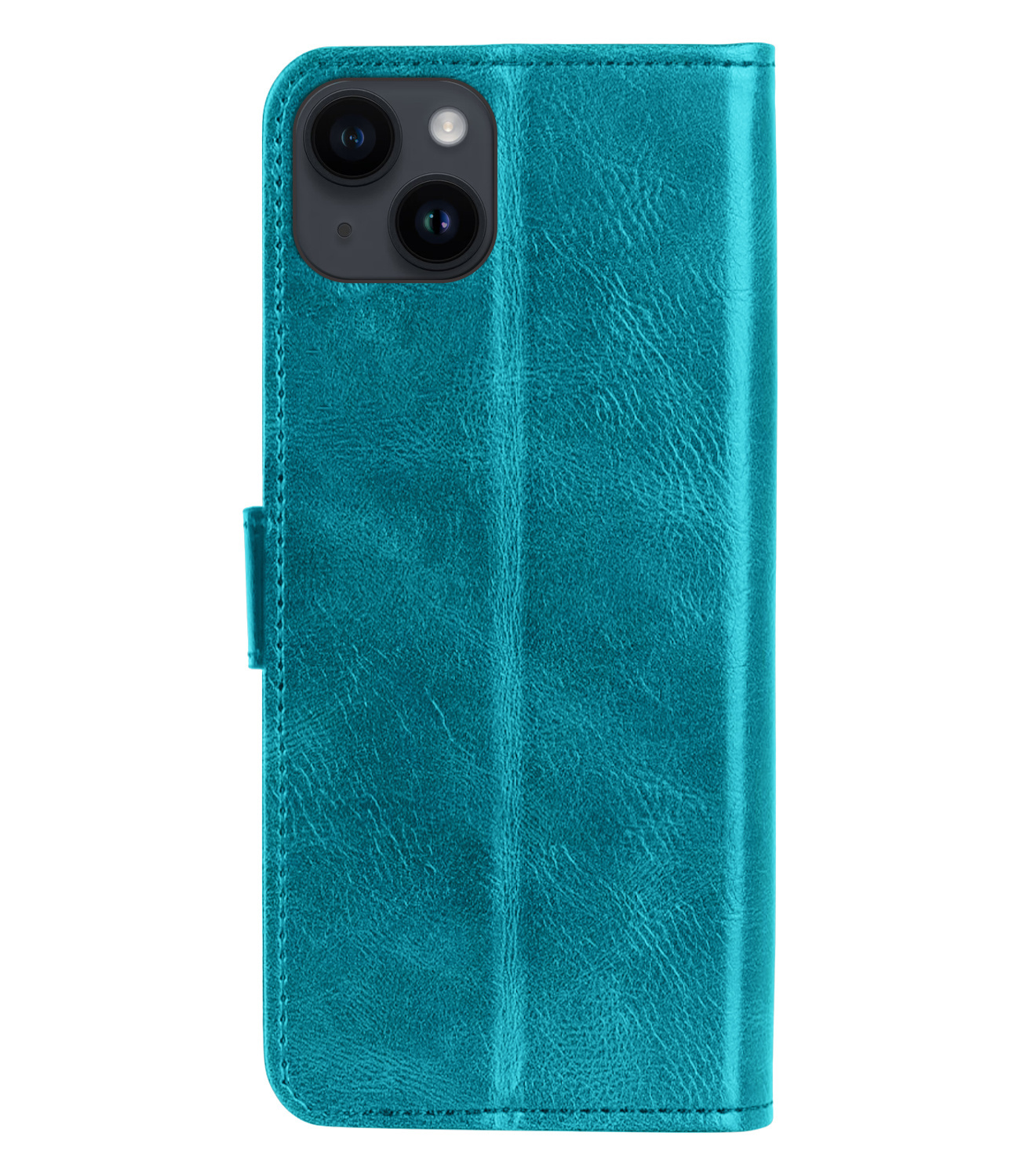 BASEY. Hoes Geschikt voor iPhone 15 Hoesje Bookcase Hoes Flip Case Book Cover Met 2x Screenprotector - Hoesje Geschikt voor iPhone 15 Hoes Book Case Hoesje - Turquoise