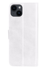 BASEY. Hoes Geschikt voor iPhone 15 Hoesje Bookcase Hoes Flip Case Book Cover Met 2x Screenprotector - Hoesje Geschikt voor iPhone 15 Hoes Book Case Hoesje - Wit