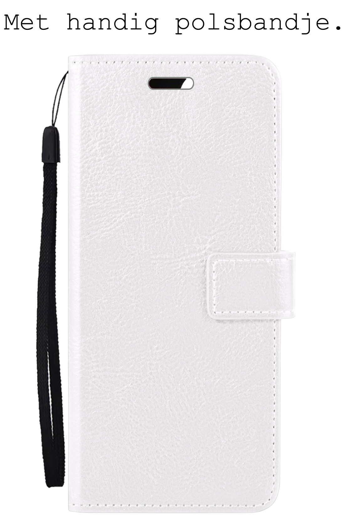 BASEY. Hoes Geschikt voor iPhone 15 Hoesje Bookcase Hoes Flip Case Book Cover Met 2x Screenprotector - Hoesje Geschikt voor iPhone 15 Hoes Book Case Hoesje - Wit