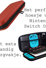 BASEY. Hoesje Geschikt voor Nintendo Switch OLED Case Hoes Hard Cover Koord Met Screenprotector - Bescherm Case Geschikt voor Nintendo Switch OLED Hoes - Rood