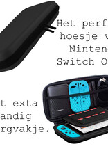 BASEY. Hoesje Geschikt voor Nintendo Switch OLED Case Hoes Hard Cover Koord Met Screenprotector - Bescherm Case Geschikt voor Nintendo Switch OLED Hoes - Zwart
