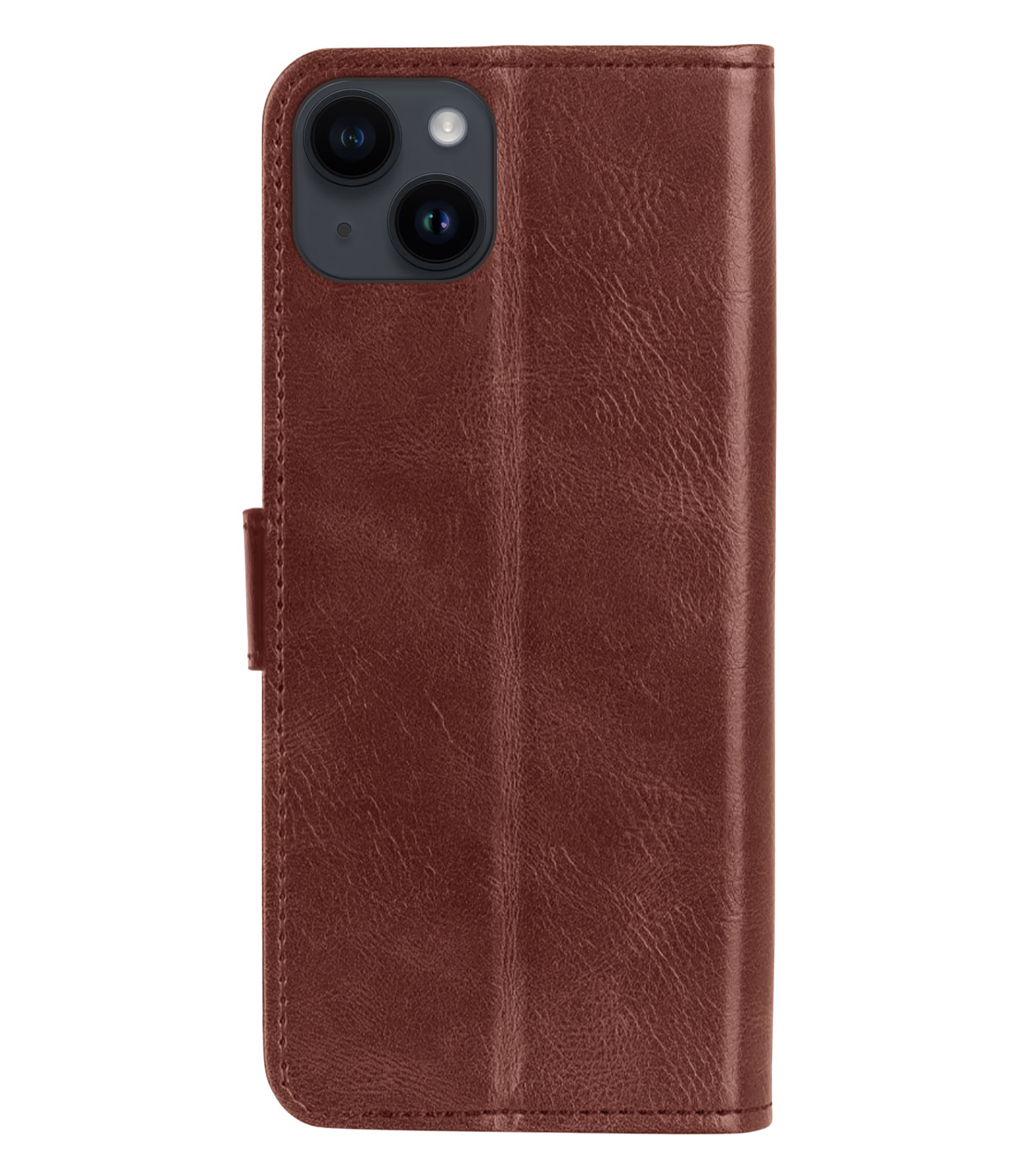 BASEY. Hoes Geschikt voor iPhone 15 Plus Hoesje Bookcase Hoes Flip Case Book Cover Met 2x Screenprotector - Hoesje Geschikt voor iPhone 15 Plus Hoes Book Case Hoesje - Bruin