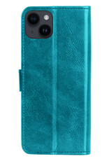 BASEY. Hoes Geschikt voor iPhone 15 Plus Hoesje Bookcase Hoes Flip Case Book Cover Met 2x Screenprotector - Hoesje Geschikt voor iPhone 15 Plus Hoes Book Case Hoesje - Turquoise