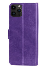 BASEY. Hoes Geschikt voor iPhone 15 Pro Hoesje Bookcase Hoes Flip Case Book Cover Met Screenprotector - Hoesje Geschikt voor iPhone 15 Pro Hoes Book Case Hoesje - Paars